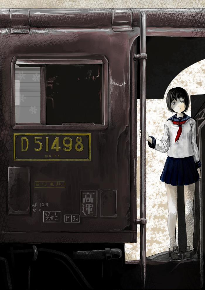 铁路少女插画图片壁纸