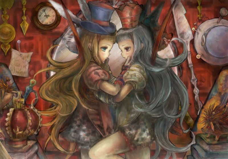 Alice and Dark Alice.插画图片壁纸