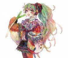 马尾辫-初音未来水彩