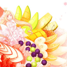 水果拼盘~配新娘做的女孩子~插画图片壁纸