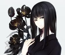 黒花-黑发花朵