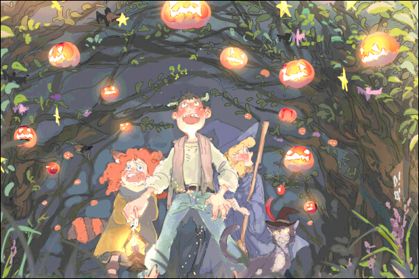 Night On Halloween插画图片壁纸