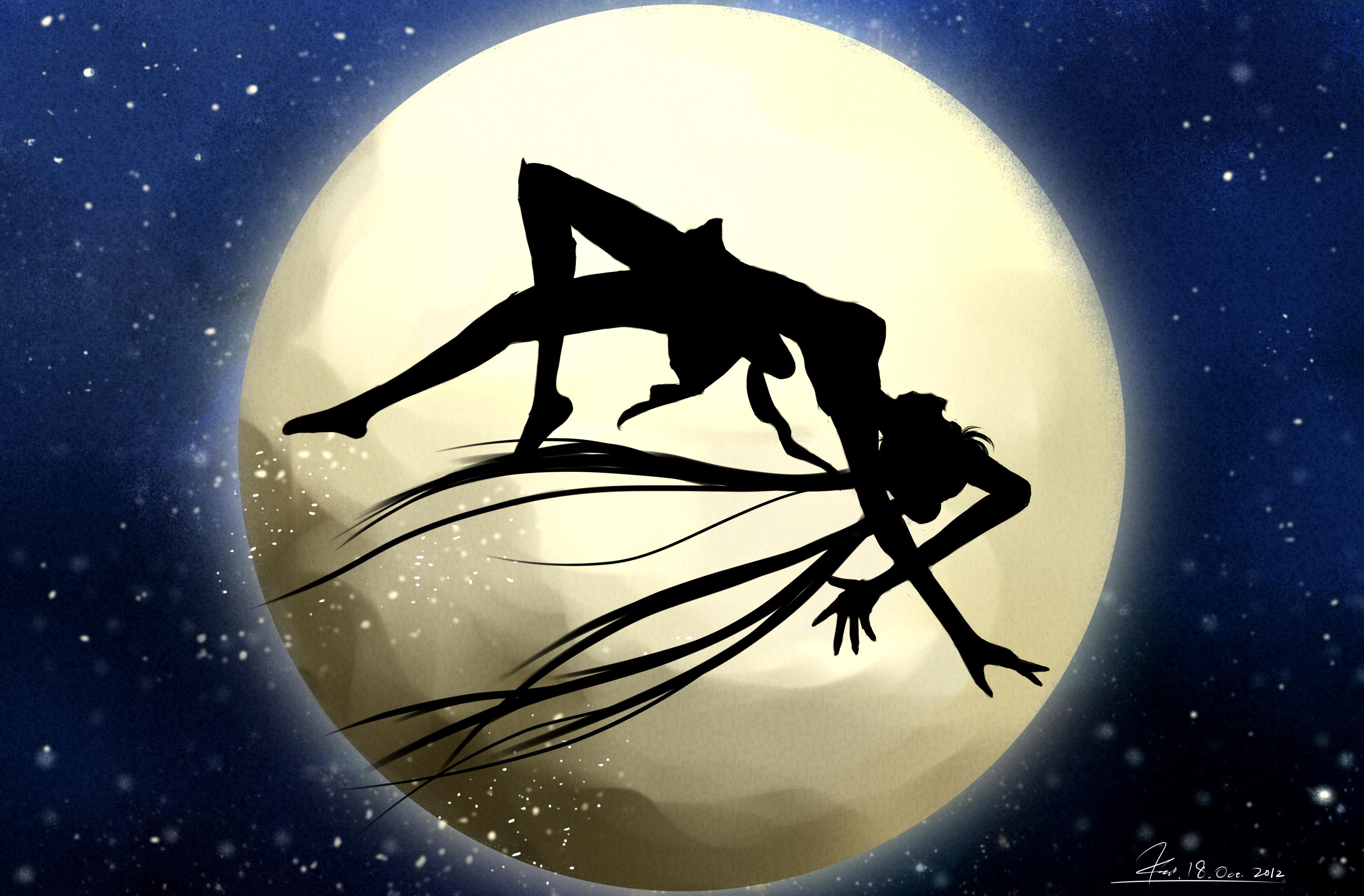 Fly Me to the Moon (Silhouette)插画图片壁纸