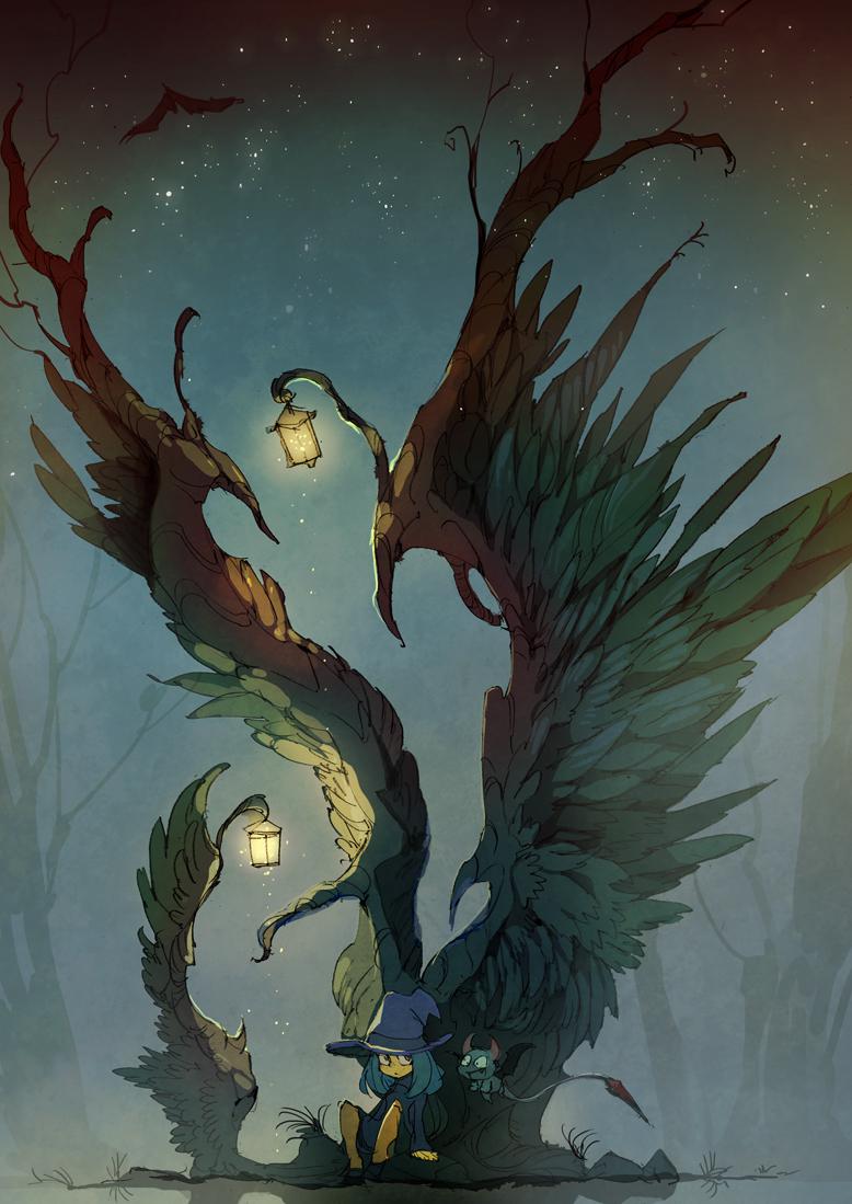 魔女之树插画图片壁纸