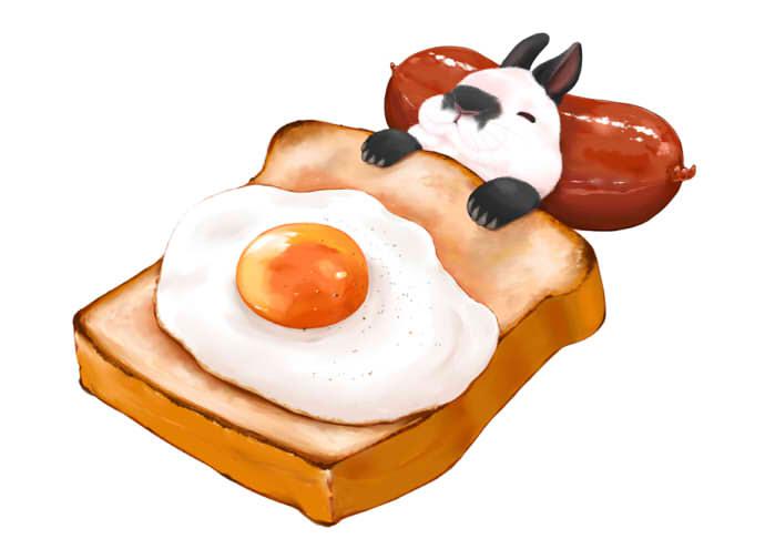朝食-原创パンだウサギ