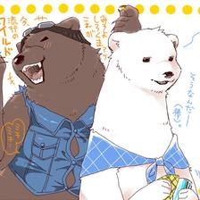 白熊和灰熊非常可爱。插画图片壁纸