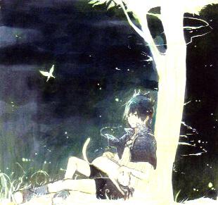 夜晚的少年插画图片壁纸