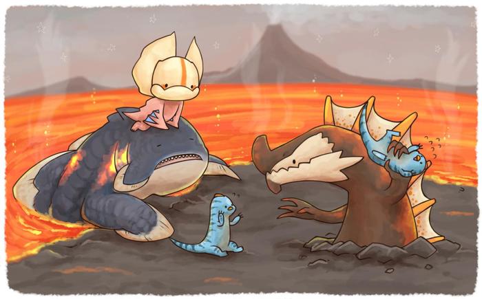 温暖的火山插画图片壁纸