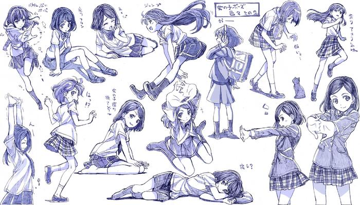 女孩制服造型练习之二插画图片壁纸
