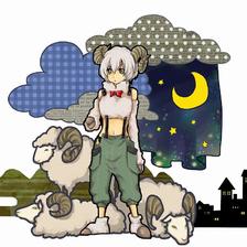 夜与动物3羊插画图片壁纸