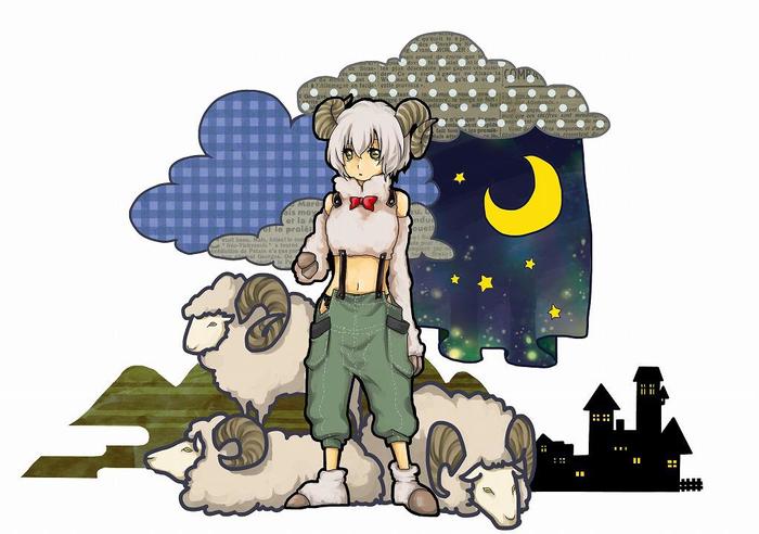 夜与动物3羊插画图片壁纸