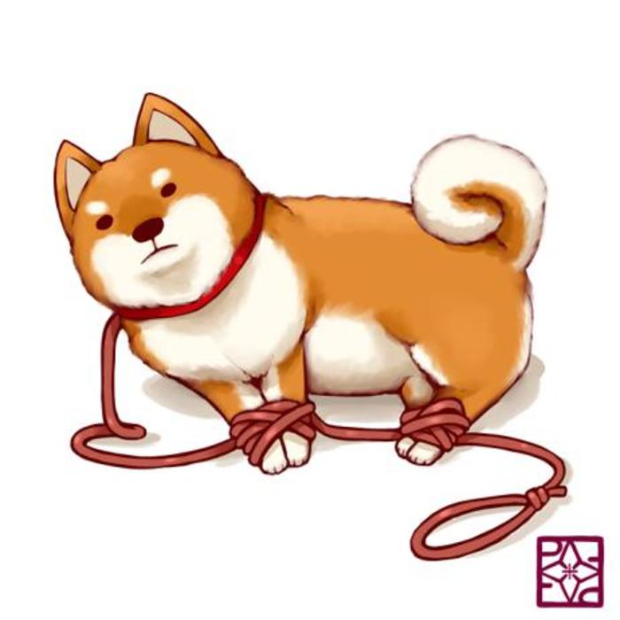 縛犬插画图片壁纸