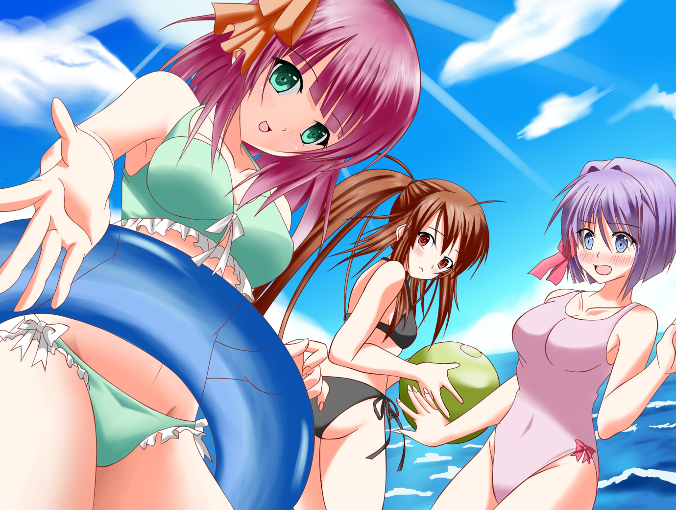 女主角的夏天插画图片壁纸