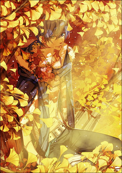 黄金树叶飞舞的时候插画图片壁纸