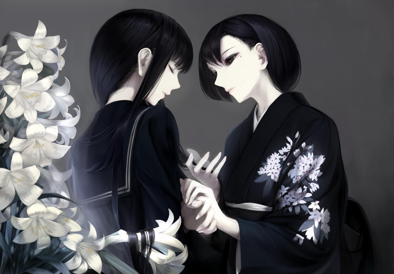 姐妹插画图片壁纸