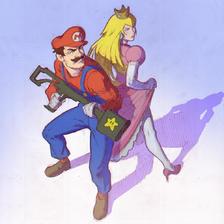 Mario & Peach插画图片壁纸
