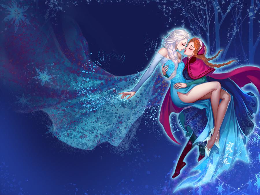 frozen Elsa and Anna插画图片壁纸