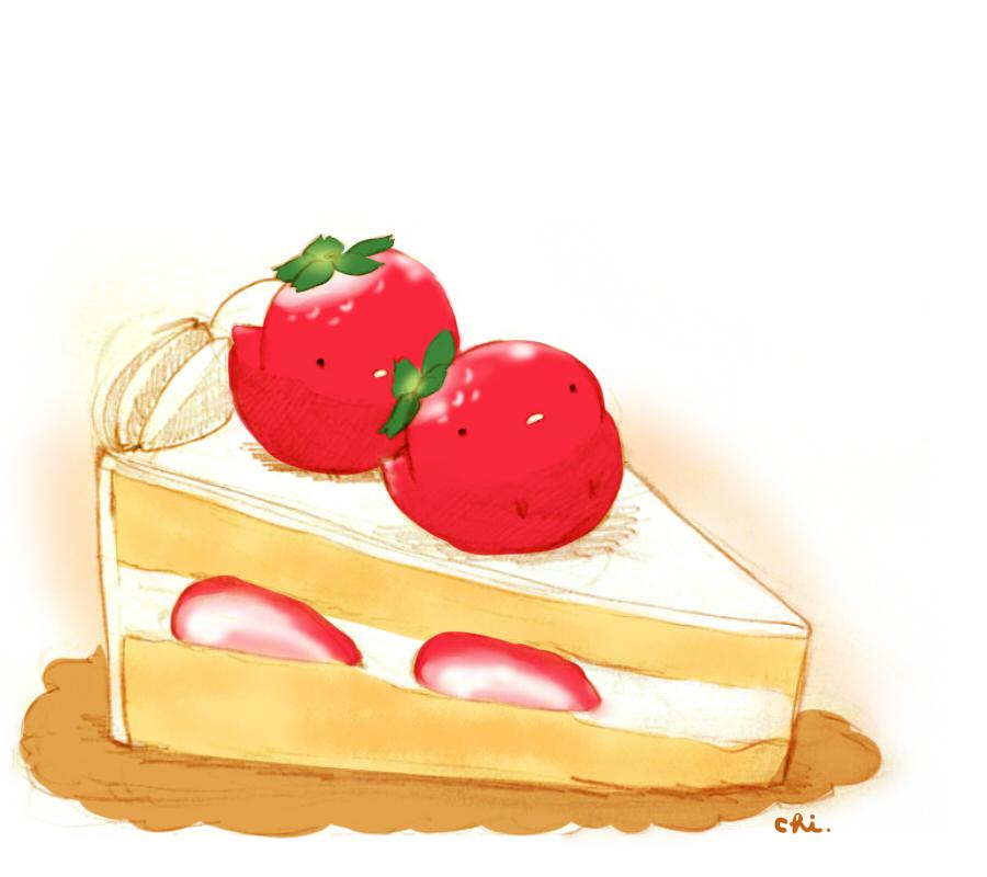 草莓蛋糕插画图片壁纸