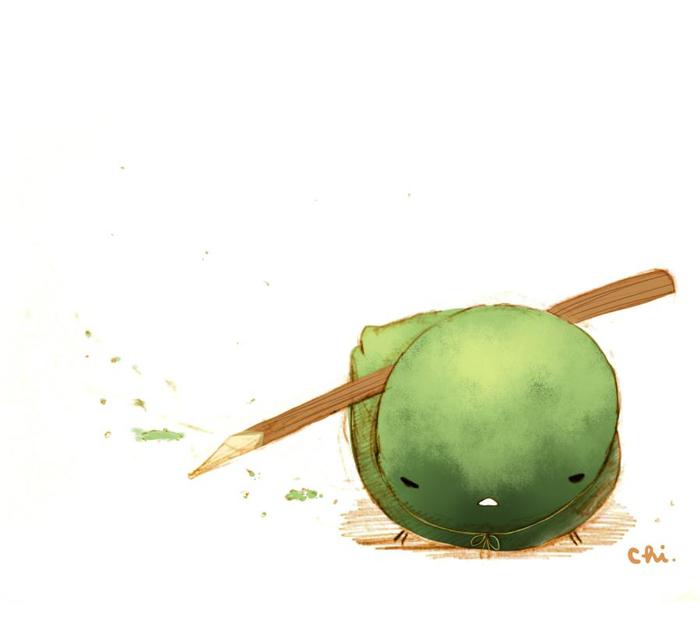 抹茶蕨菜饼插画图片壁纸
