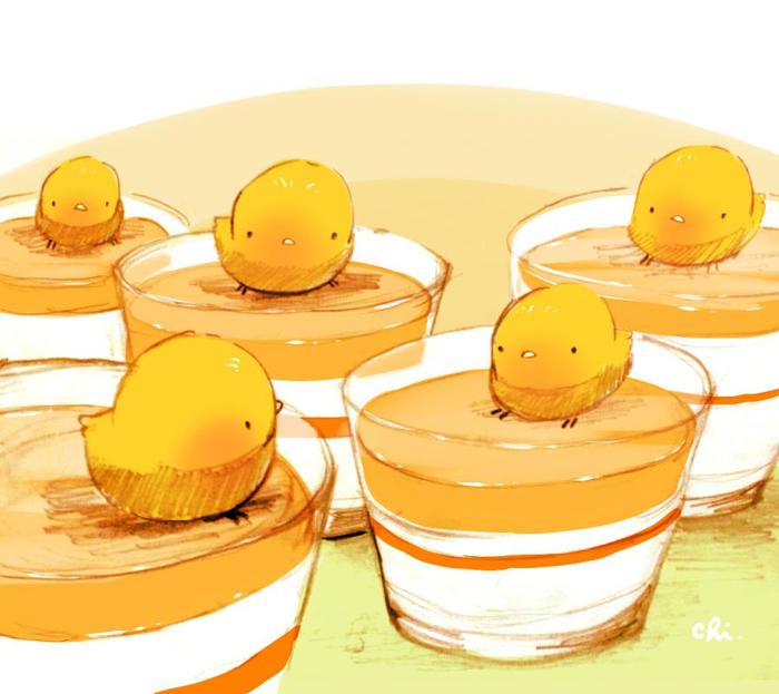 橘子酸奶果冻插画图片壁纸