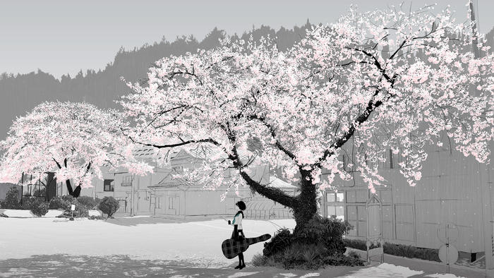 葉桜插画图片壁纸