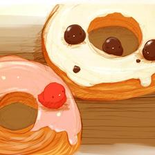 牛角面包甜甜圈插画图片壁纸