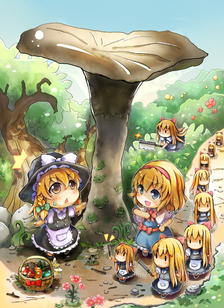 魔理沙和爱丽丝和巨大蘑菇!?插画图片壁纸