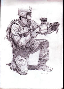 US Marine with M32mgl插画图片壁纸