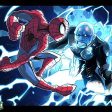 蜘蛛侠vs电光人插画图片壁纸