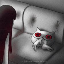 Creepy Cat 18 - Nom nom pillow插画图片壁纸