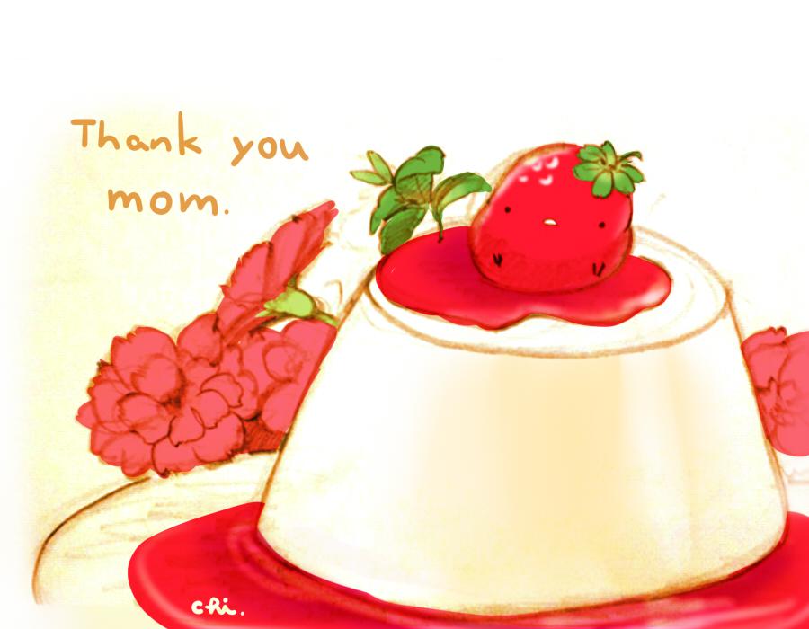 草莓芝士布丁插画图片壁纸