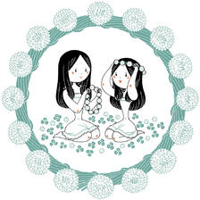 白詰草の花冠插画图片壁纸