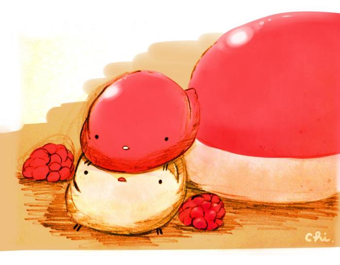 草莓奶油巴巴罗娃插画图片壁纸