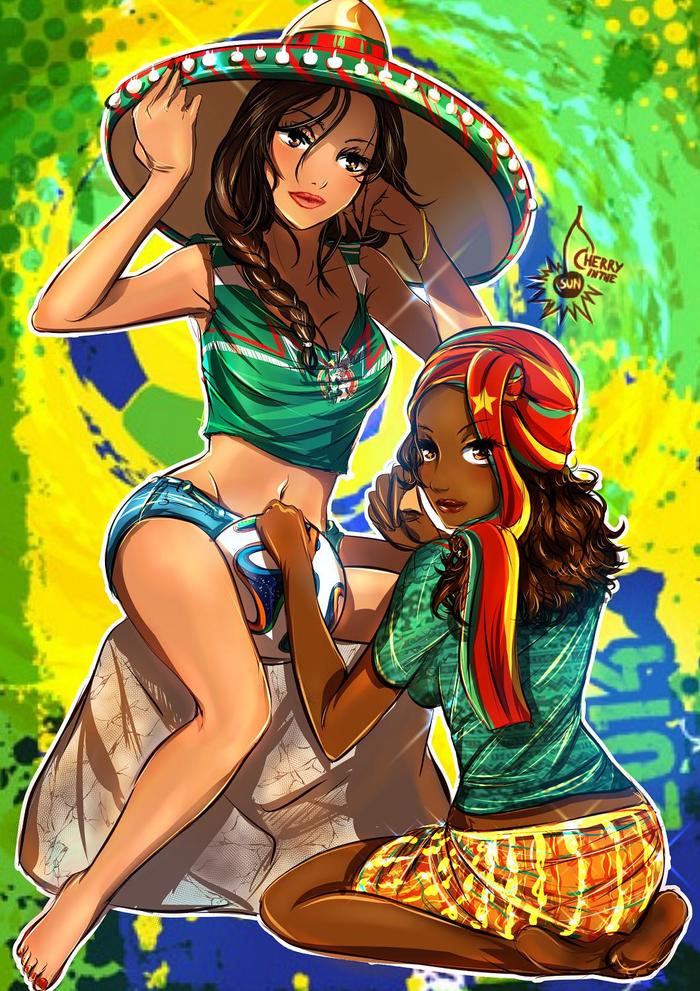 WCGirls - Mexico vs Cameroon插画图片壁纸