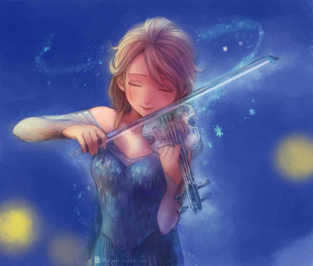 小提琴手插画图片壁纸