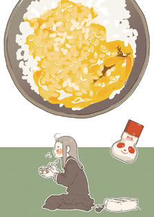 鸡蛋拌饭插画图片壁纸