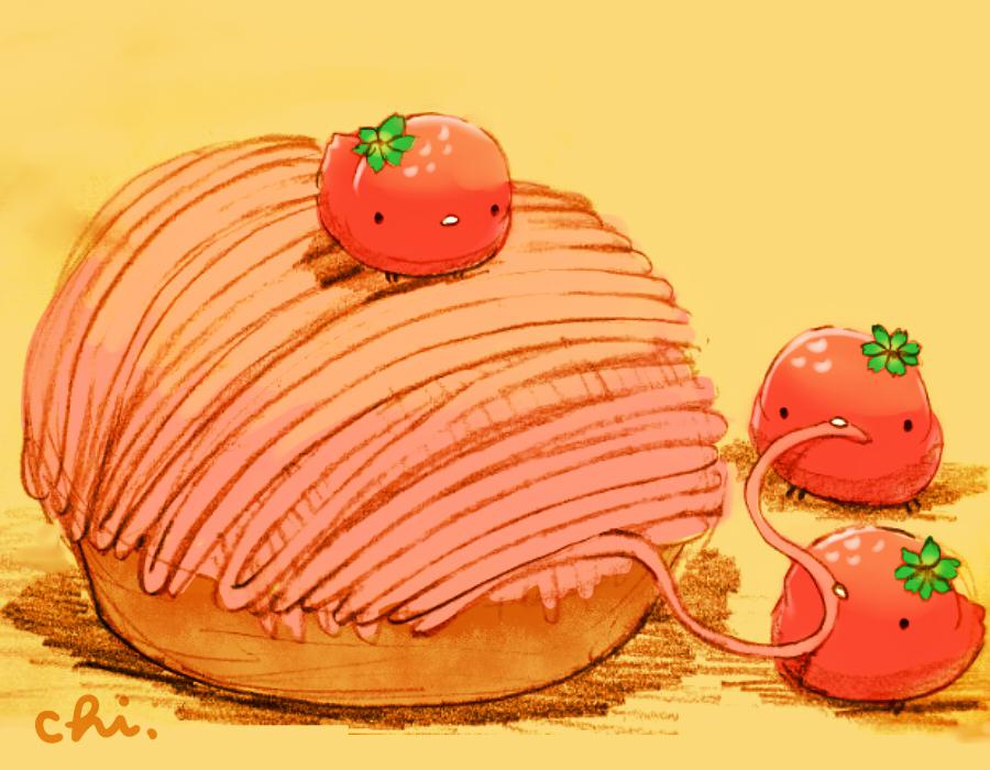 草莓勃朗峰插画图片壁纸