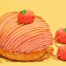草莓勃朗峰插画图片壁纸