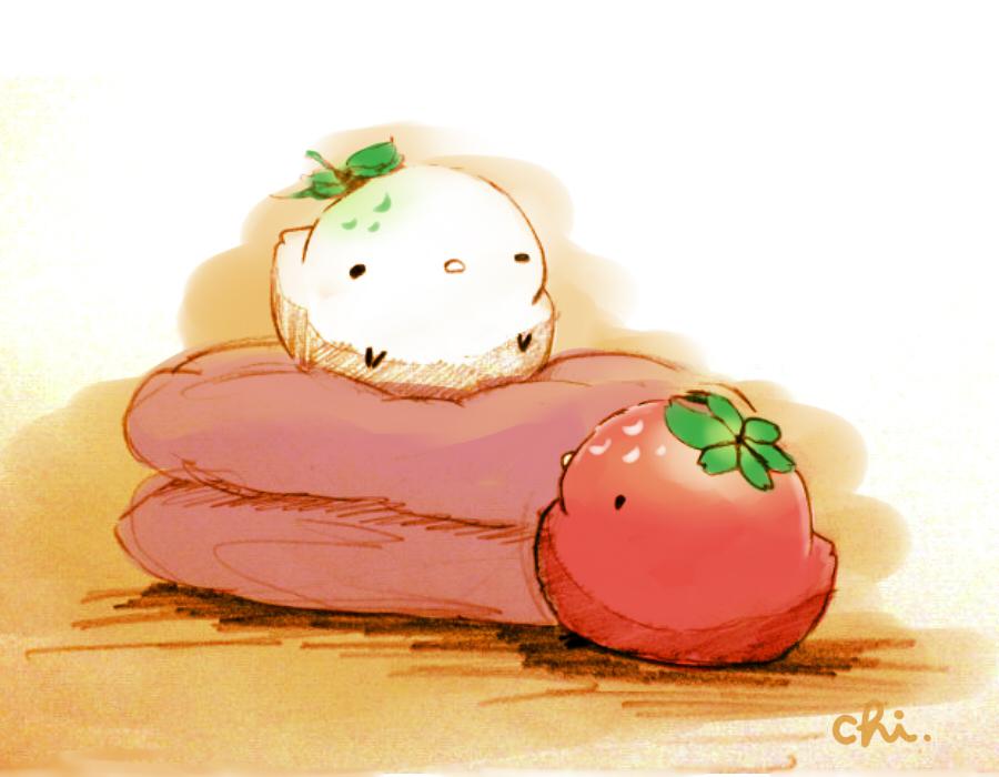 白色的草莓插画图片壁纸