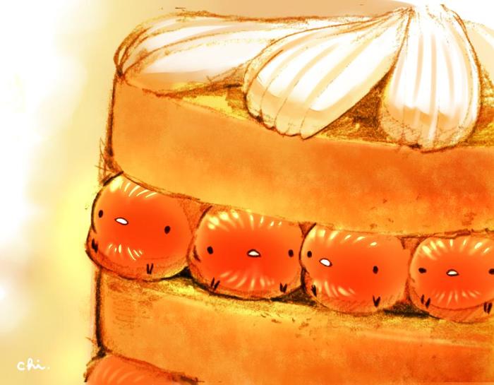 橘子三明治蛋糕插画图片壁纸