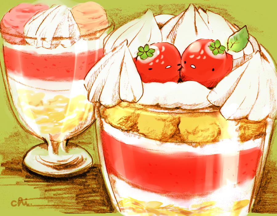 草莓芭菲插画图片壁纸