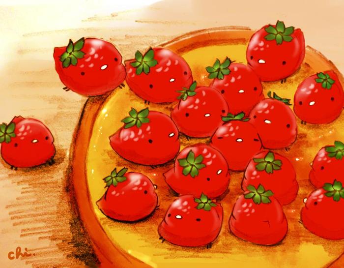 草莓牛奶蛋糊蛋挞插画图片壁纸