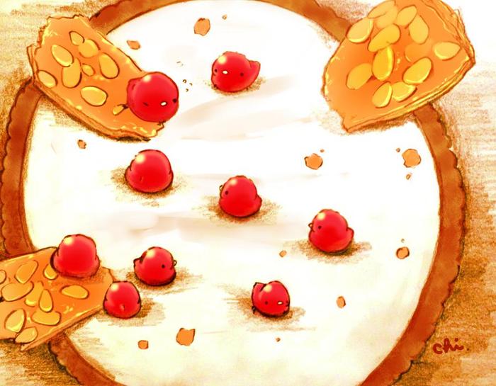 奶糖浆果蛋挞插画图片壁纸