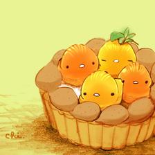 柑橘和红茶的迷你蛋挞插画图片壁纸