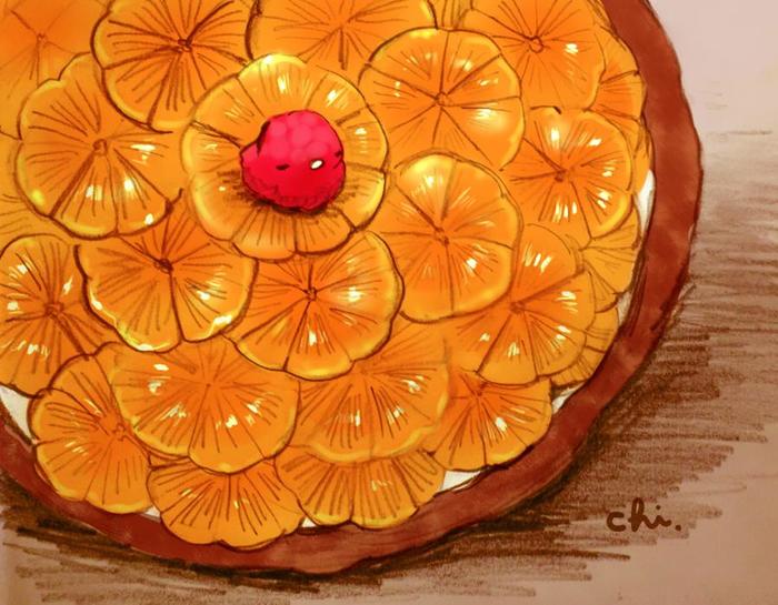 橙子和草莓蛋挞插画图片壁纸
