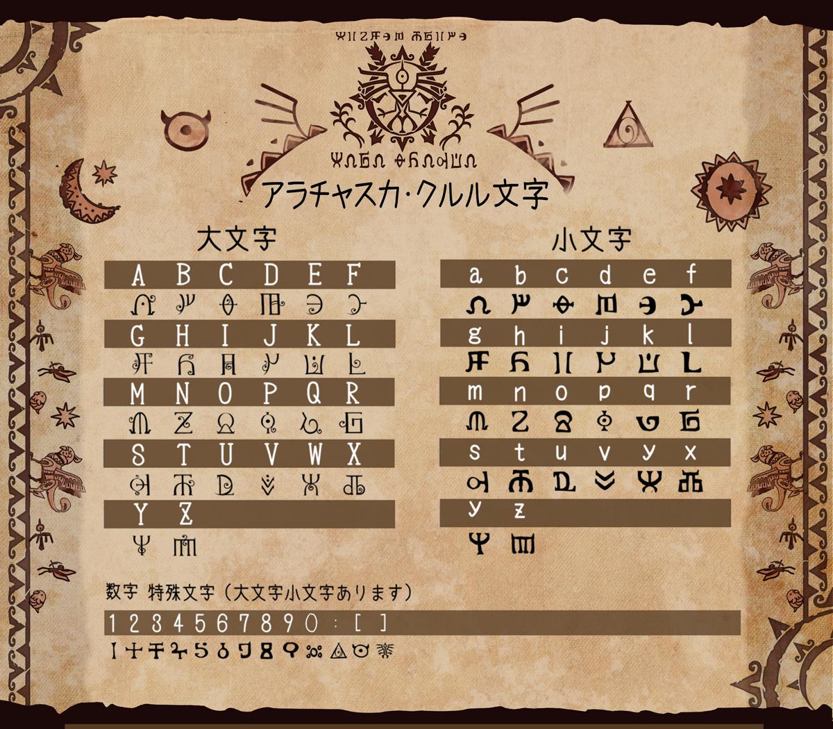 【PFT】アラチャスカ・クルル文字【フォント配布】