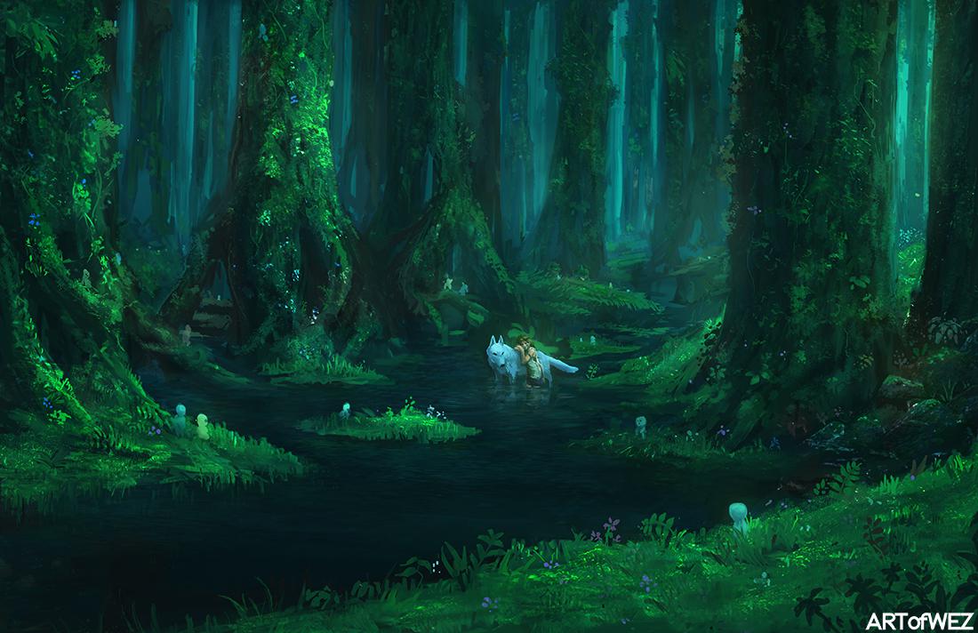 The Forest of Princess Mononoke插画图片壁纸