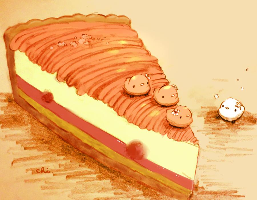 樱花勃朗峰蛋糕插画图片壁纸