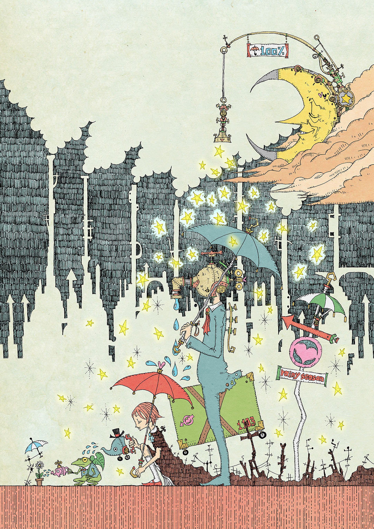 rainy season插画图片壁纸