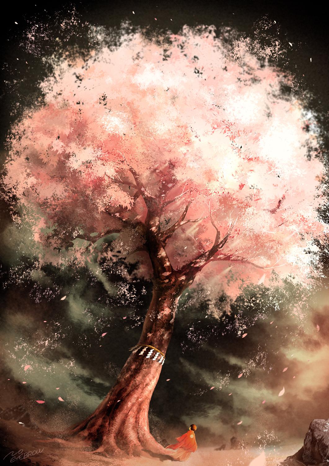 樱花树插画图片壁纸
